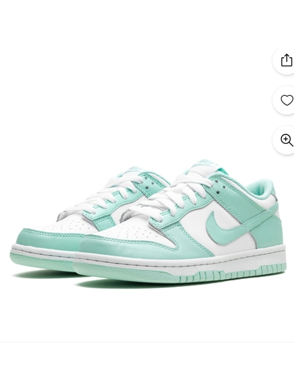 Nike Dunk Low White Mint Green Size 6Y Women’s Size 7.5 Sneakers School Casual